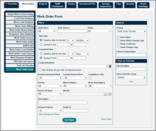 Work Oder Form